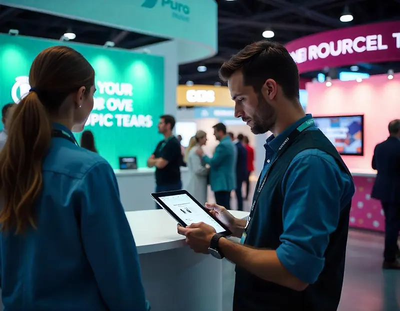 Digital lead capture tools used effectively at an exhibition booth