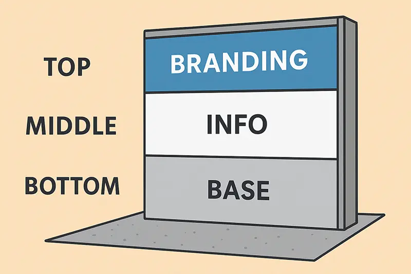 Stand Graphics for 360° Expo Visibility at DWTC 2 Design hierarchy based on DWTC height regulations