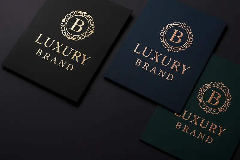 Gold, silver, and rose gold foil stamping options