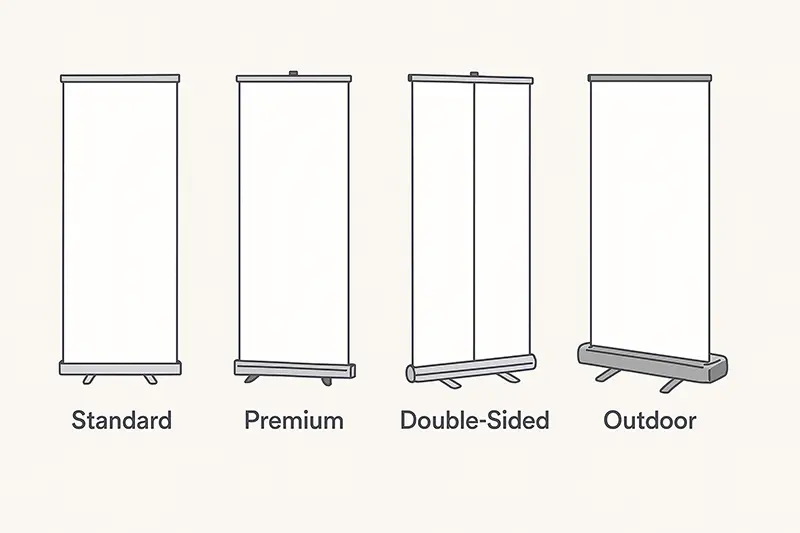 Designing Roll-Up Banners that Convert 2 Types of roll-up banner stands used in UAE events