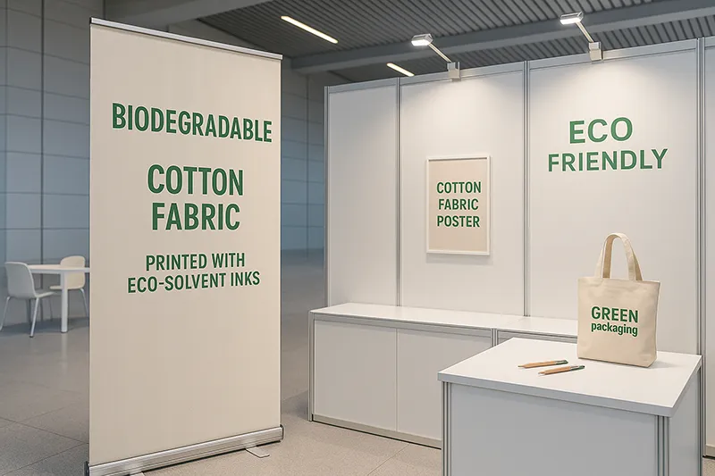 Plastics Recycling Expo: Eco-Smart Booth Prints 1 Biodegradable fabric banner used in modern booths