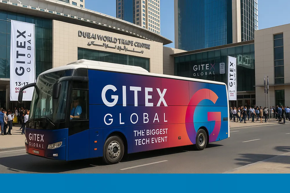 Branded shuttle during GITEX GLOBAL in Dubai