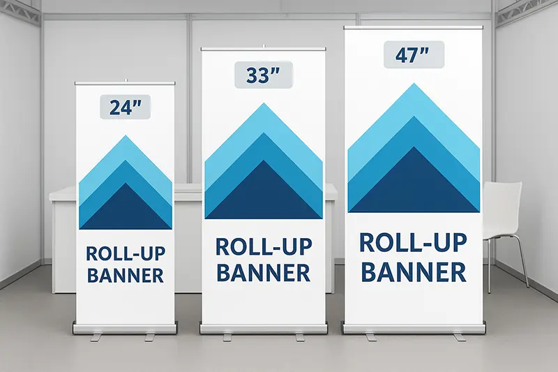 Roll-Up Banners That Wow Mobility Live 1 Different banner sizes for small, standard, and large booths