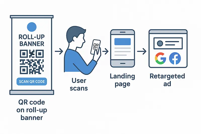 Roll-Up Banners That Wow Mobility Live 4 How a QR code connects print banners to PPC retargeting