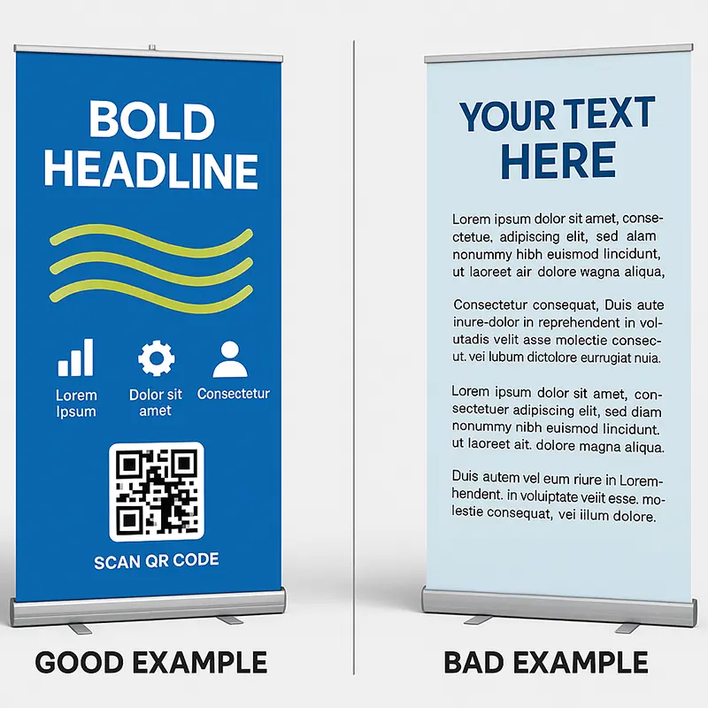 Roll-Up Banners That Wow Mobility Live 3 Smart banner design versus cluttered ineffective layout